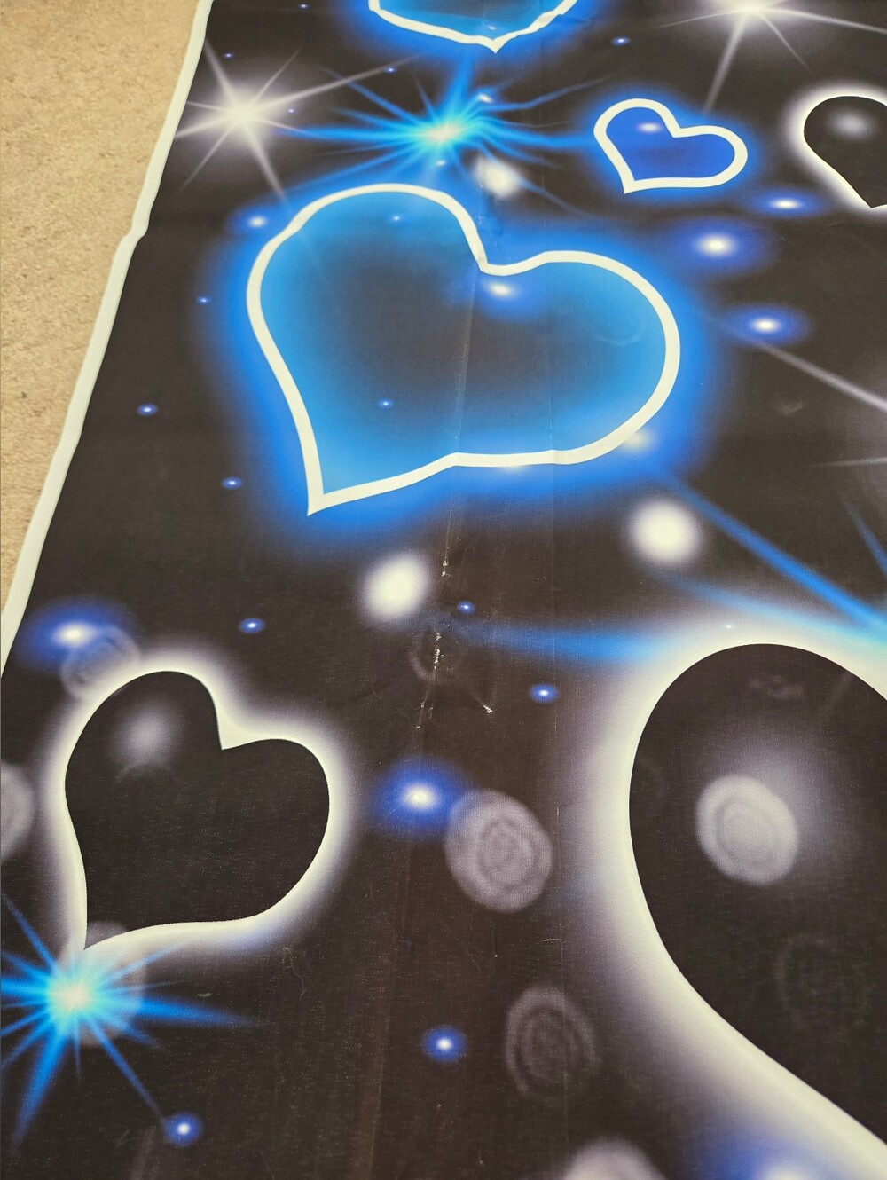 Neon Blue Heart Print Backdrop - Picture 3 of 11
